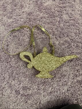 Disney Parks Gold Glitter Genie Lamp Crossbody Bag